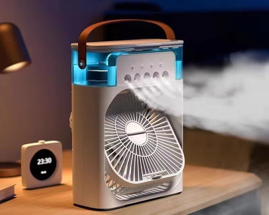 New 3 in 1 Fan Air Conditioner Household Mini Air Cooler LED Night Light Portable Humidifier Air Adjustment Fan Office Home Fan